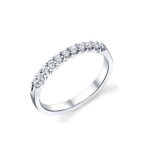 Bague Demi-Eternité De Mariage Réel Diamant Coupe Ronde 0.55 ct En Or Blanc 14 Carats