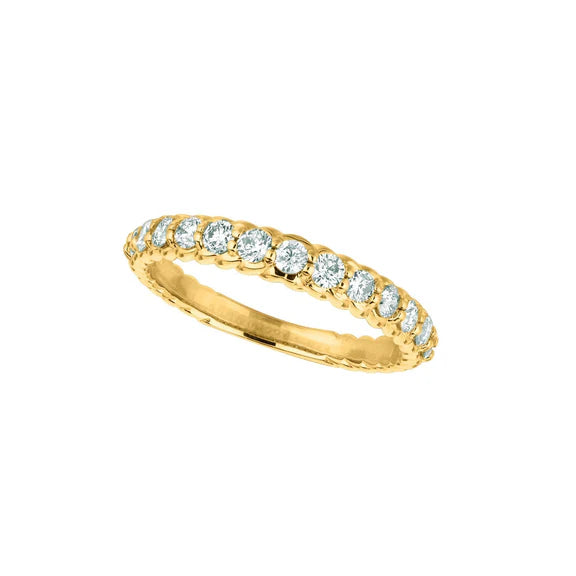 Bague Demi-Éternité Réel Diamant 0.64 Carats Or Blanc 14K