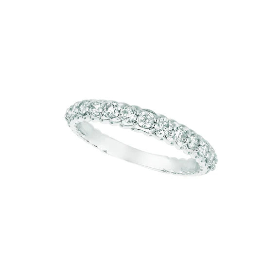 Bague Demi-Éternité Réel Diamant 0.64 Carats Or Blanc 14K
