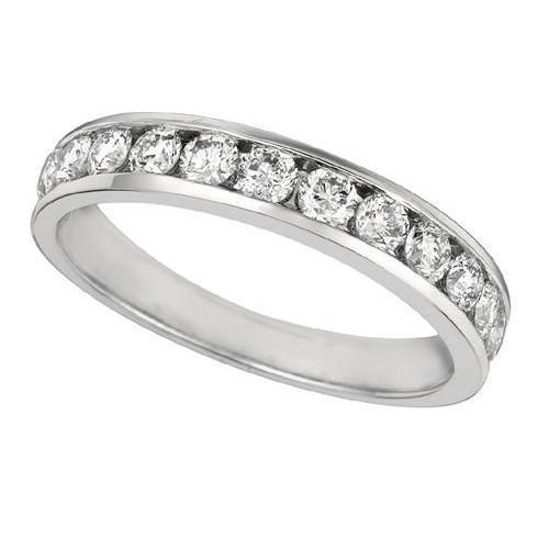 Bague Demi-Eternité Sertie De Réel Diamants Ronds De 0.75 Carat En Or 14K