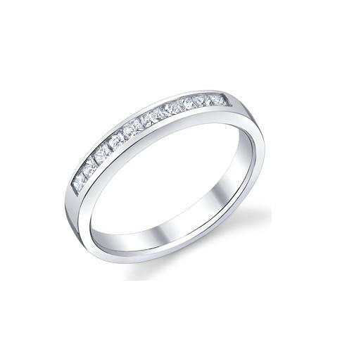 Bague D'éternité En Véritable Diamants Taille Princesse Etincelante De 1.32 Ct En Or Blanc 14 Carats