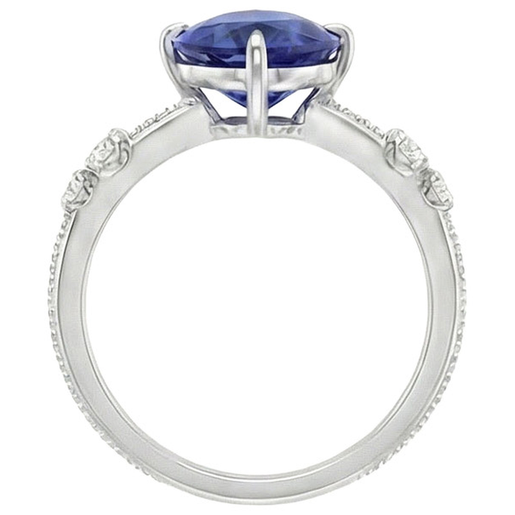 naturel pear diamant 2.50carats bague vue de profil