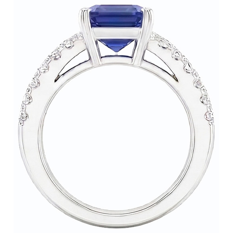 naturel radiant diamant 3.50carats bague vue de profil