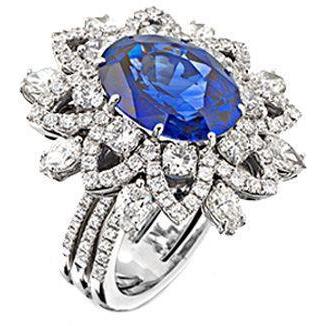 Bague Diamant Gros Saphir Ovale