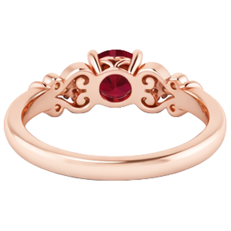 Bague Diamant Naturels Extraits des Mines ( et non cultivés en laboratoire ) 1.10 Carats Birmanie Rubis Style Antique Or Rose 14K