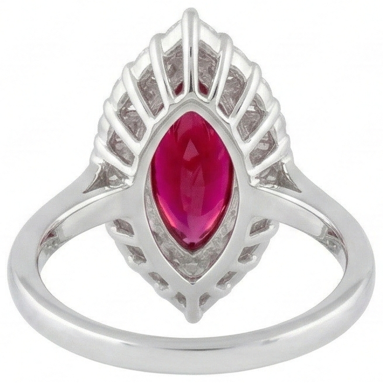 Bague Diamant Naturels Extraits des Mines ( et non cultivés en laboratoire ) 10.50 Carats Avec Rubis Rouge Or Blanc 14K