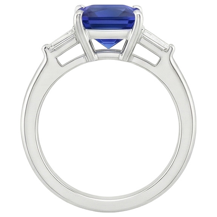 naturel baguette diamant 5.50carats bague angle de côté