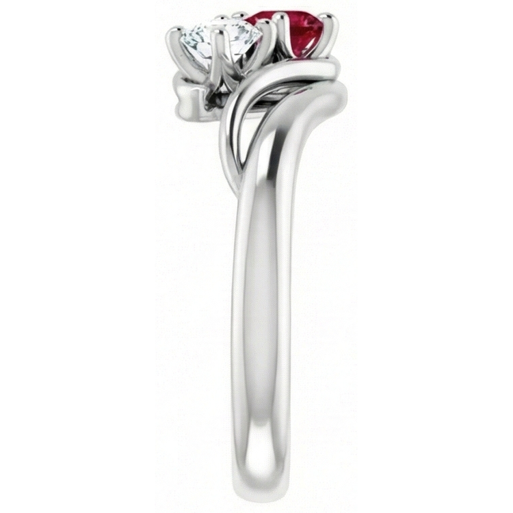 Bague Diamant Naturels Extraits des Mines ( et non cultivés en laboratoire ) Rond Sertissage Rubis Bypass 1.50 Carats Or Blanc 14K