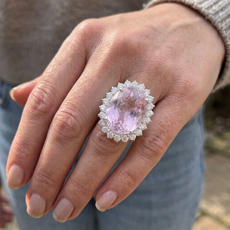Bague Diamant Pierre Kunzite à Vendre