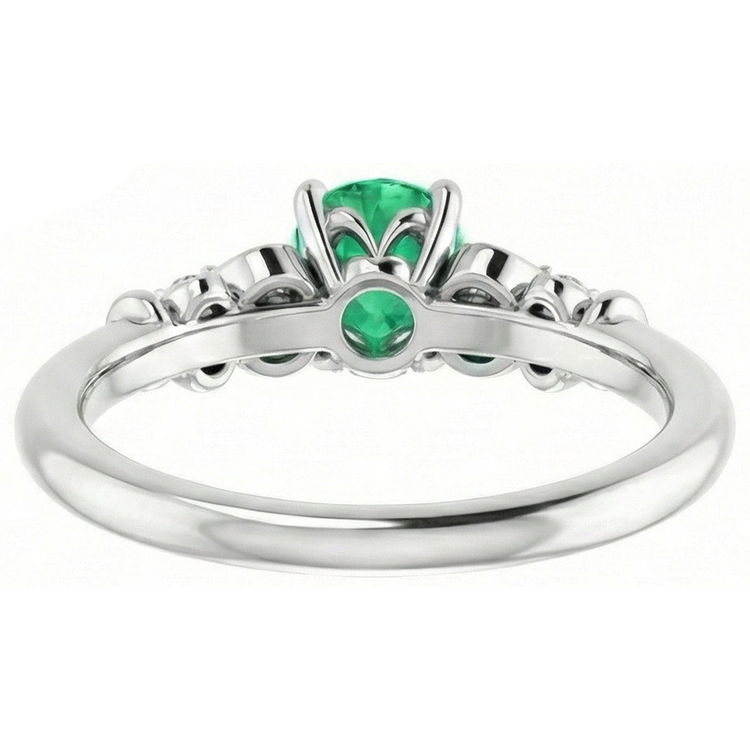 Bague Diamant Naturels Extraits des Mines ( et non cultivés en laboratoire ) Rond Émeraude Verte 1.40 Carats Or Blanc 14K Bijoux