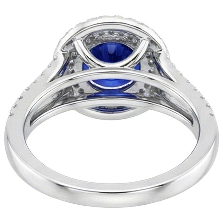 Bague Diamant Naturels Extraits des Mines ( et non cultivés en laboratoire ) Rond Halo Saphir Bleu 3.50 Carats Nouvelle Pierre Gemme Or