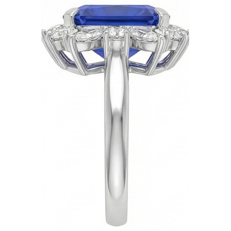 Bague Diamant Saphir Bleu Asscher 7 Carats