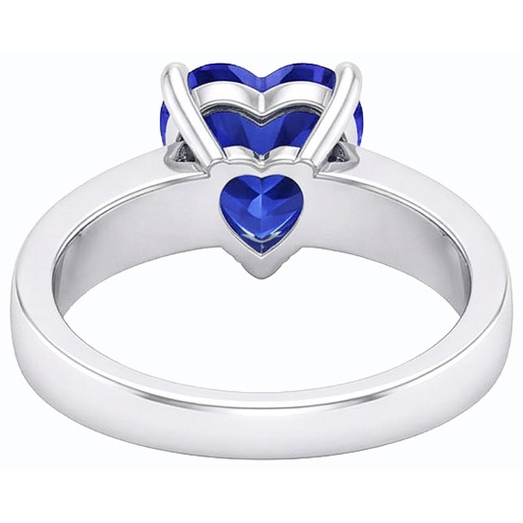 Bague Diamant Saphir Bleu Coeur Pierres Précieuses Or 14K 2.50 Carats