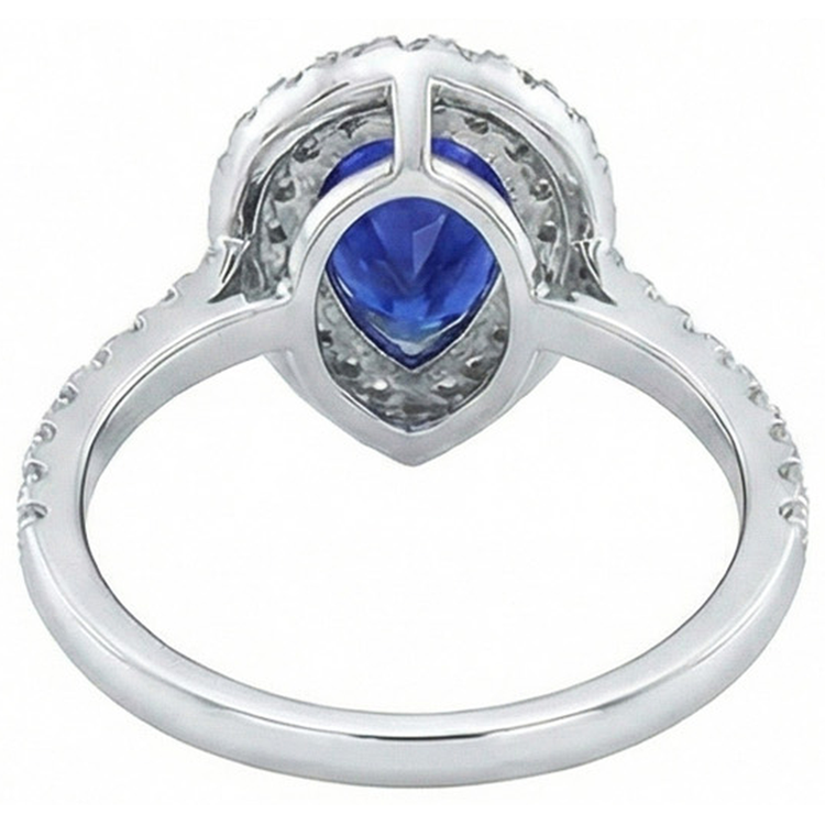 naturel pear diamant 4carats bague sur blanc