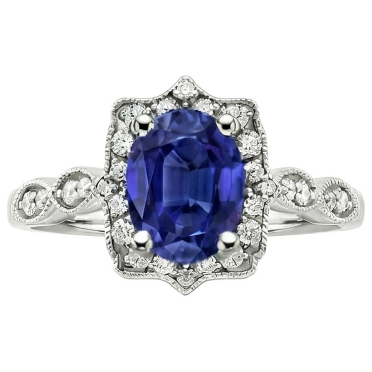 naturel oval diamant 14carats bague vue de dessus