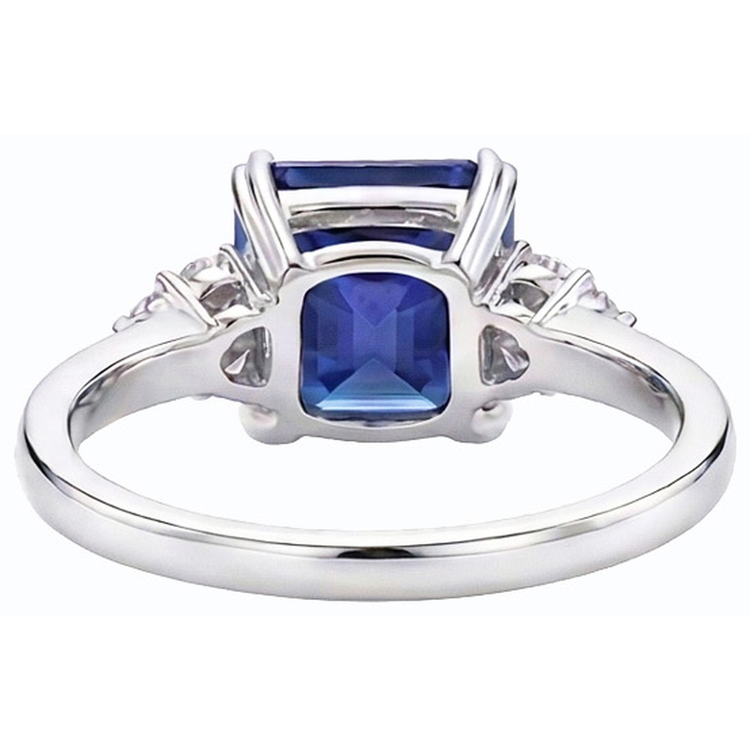 naturel round saphir 3carats bague vue de profil