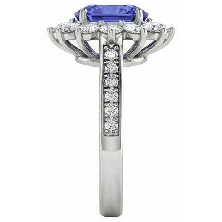 naturel oval tanzanite 3.75carats bague avec accents diamants