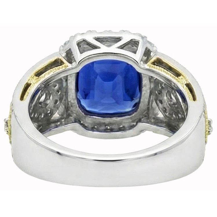 naturel round saphir 3.26carats bague vue de profil