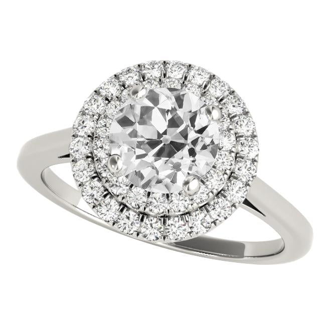 Bague Double Halo Ronde Vieux Mineur Réel Diamant Bague Bijoux 5.75 Carats