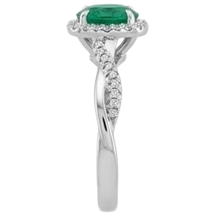 Bague Eagle Claw Prongs Solitaire Emeraude Vert avec Accents Diamant Naturels Extraits des Mines ( et non cultivés en laboratoire )