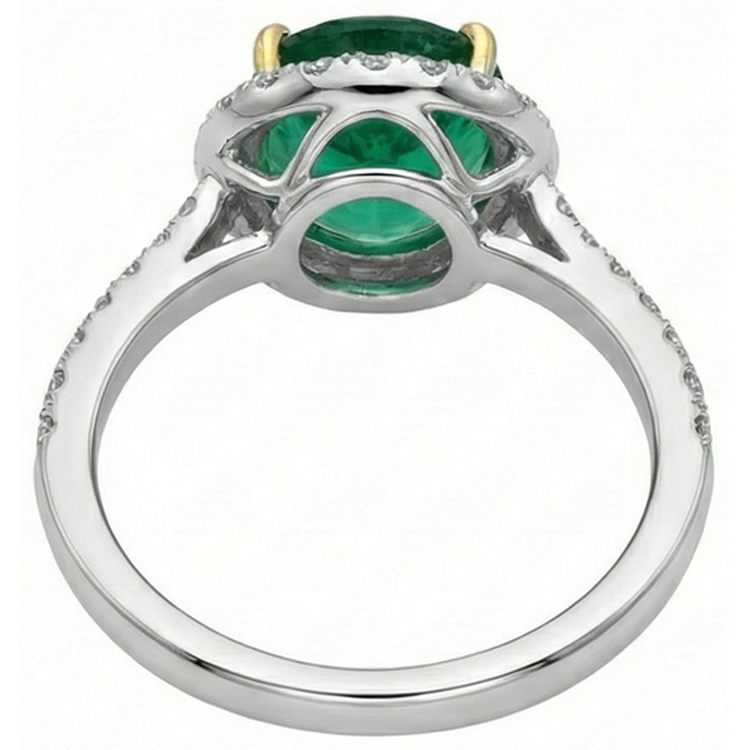 Bague Émeraude Verte Ovale 10 Carats Et Diamant Rond Joaillerie Fine
