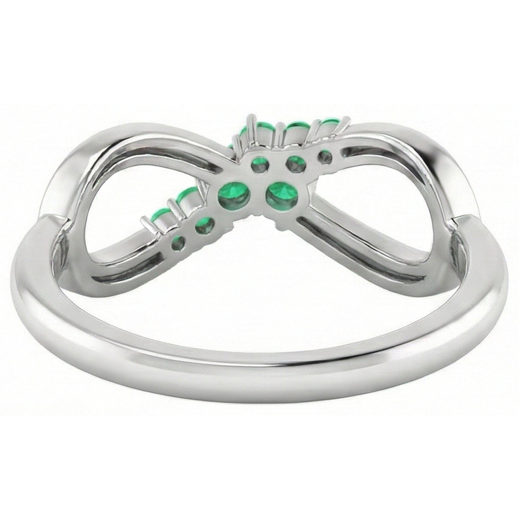 Bague Émeraude Verte Style Infini 1 Carat Or Blanc 14K Bijoux