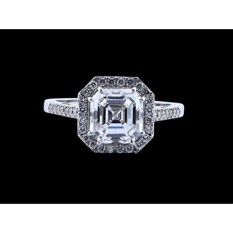 Bague En Diamant Taille Asscher Halo Naturel