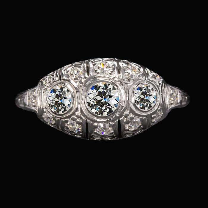 Bague En Naturel Diamant De Style Ancien Rond De Style Vintage. Tige De Millegrain De 4.25 Carats