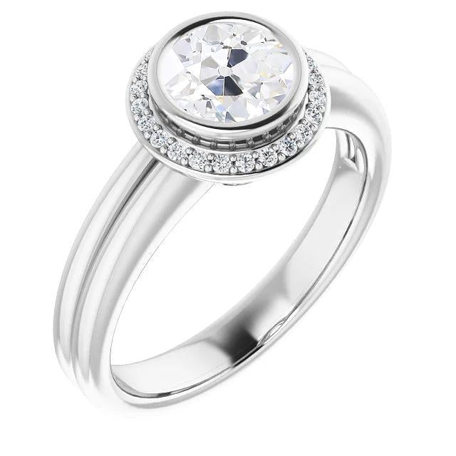 Bague En Naturel Diamant Halo Vieux Mineur Sertie De Bijoux En Or Blanc De 4.25 Carats 14 Carats