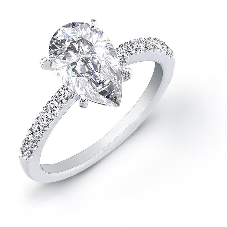 Bague En Naturel Diamant Poire Et Rond De 3.50 Carats Avec Accents