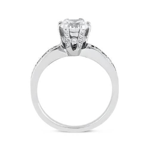 Bague En Naturel Diamant Rond Brillant De 2.02 Carats Avec Accents En Or Blanc 14K