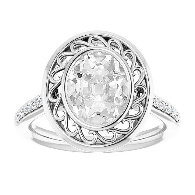 Bague En Naturel Diamant Taille Ancienne Ovale Halo De Style Vintage Sertie De Lunette De 3.50 Carats