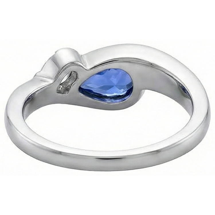 Bague En Or 2.01 Carats Style Antique Tanzanite Poire Diamant Naturels Extraits des Mines ( et non cultivés en laboratoire )