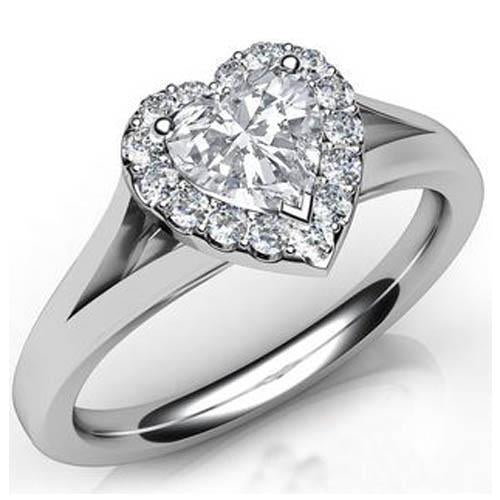 Bague En Or Blanc 14K Avec Réel Diamants Ronds Et Halo De 5.90 Ct