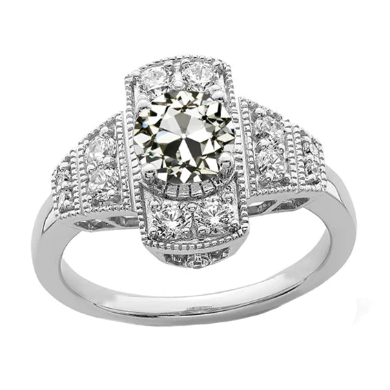 Bague En Or Halo Ronde Avec Réel Diamants Européens Anciens Bijoux Pour Femme 2.75 Carats