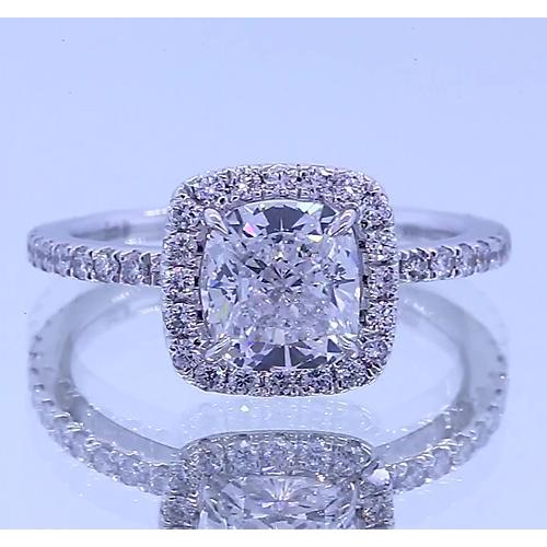 Bague En Réel Diamant D'Anniversaire Coussin Halo Avec Griffes D'Aigle 3,50 Carats