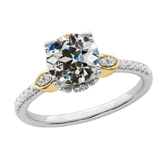 Bague En Réel Diamant De Mineur Rond Bicolore Avec Accents De 3.50 Carats