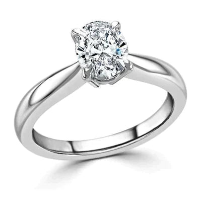 Bague En Réel Diamant Ovale à Tige Effilée De 3 Carats