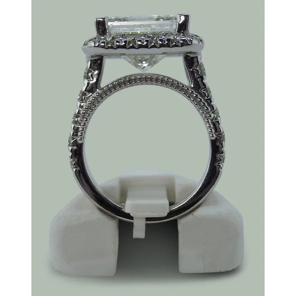 Bague En Réel Diamant Princesse Enorme De 9 Carats Avec Des Accents En Or Blanc 14K