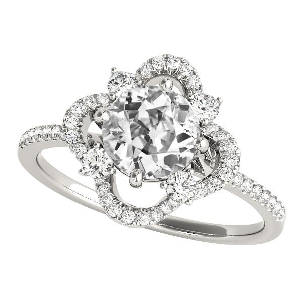 Bague En Réel Diamant Rond Ancien Pour Femme Avec Des Accents De Style Etoile 5 Carats