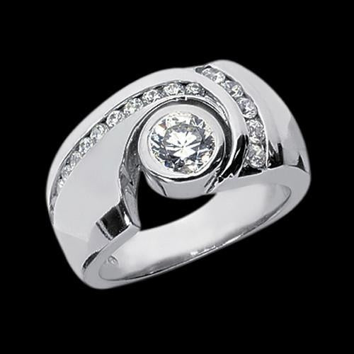 Bague En Réel Diamant Rond De 1.76 Carat Avec Accents En Or Blanc 14K
