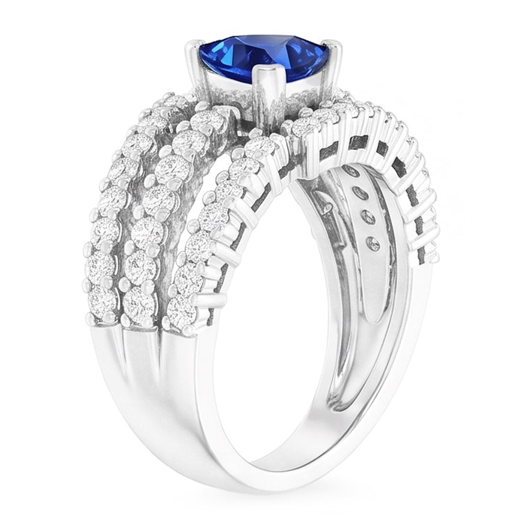 Bague En Saphir de Ceylan Naturel Avec Diamants