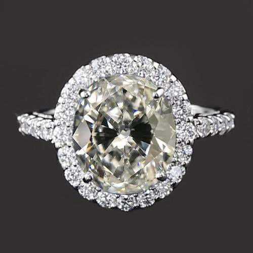 Bague En Véritable Diamant Taille Ancienne Mine Ronde Et Ovale Halo Avec Accents 6,50 Carats