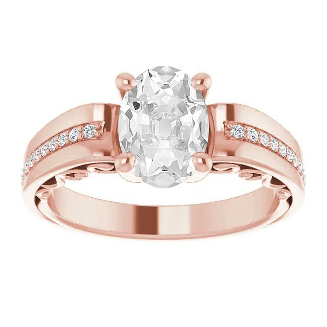 naturel oval diamant 5.75carats bague vue de face