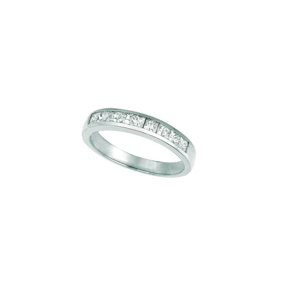 Bague Éternité Réel Diamant Taille Princesse 2.25 Carats Or Blanc 14K