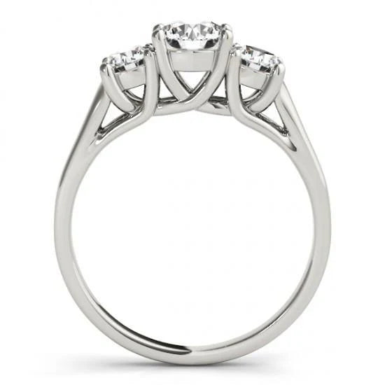 Bague Etincelante Avec Réel Diamant Rond Brillant De 1.65 Carat Et 3 Pierres En Or 14 Carats