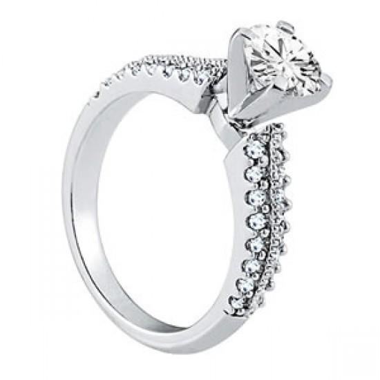 Bague Fantaisie De Fiançailles Solitaire Avec Accents 1.05 Carats Naturel Diamants
