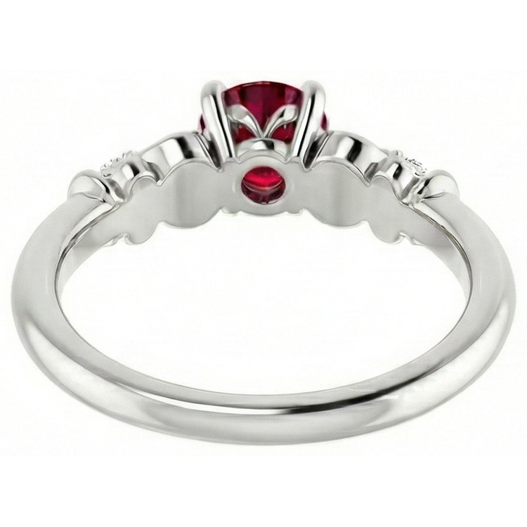 Bague Fantaisie Diamant Naturels Extraits des Mines ( et non cultivés en laboratoire ) Rond Rubis 1.40 Carats Or Blanc 14K