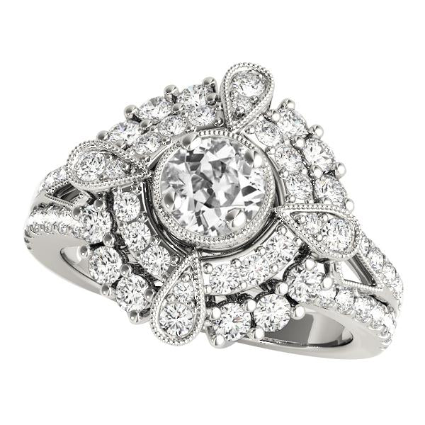 Bague Fantaisie Double Halo Ancienne Mine Cut Véritable Diamond Split Shank 4.50 Carats