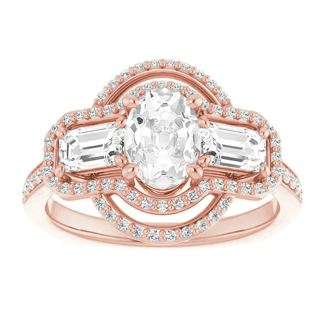 Bague Fantaisie Femme Véritable Diamant Ovale 6ct